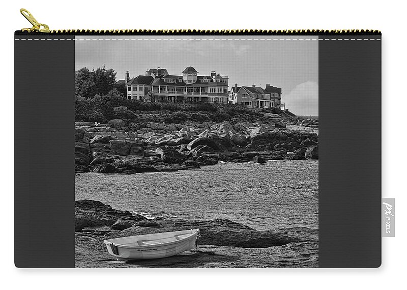 Landscape Zip Pouch featuring the photograph Lone Row Boat by ChelleAnne Paradis