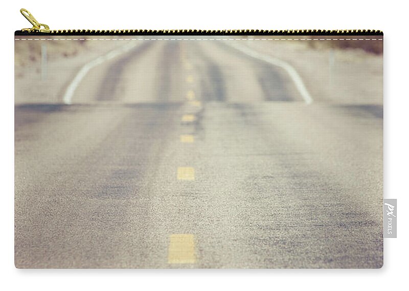 Road Zip Pouch featuring the photograph Lonely Desert Highway Road by Edward Fielding