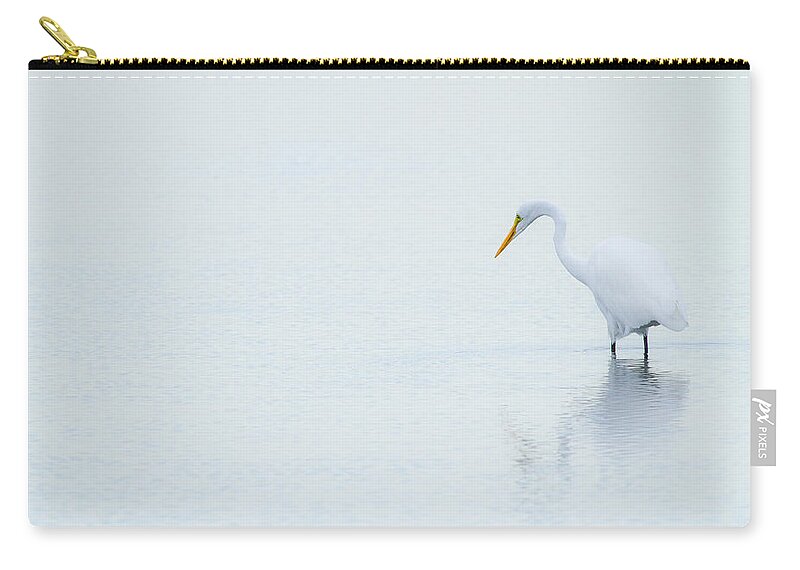 Animal Zip Pouch featuring the photograph Lonely Egret by Karol Livote
