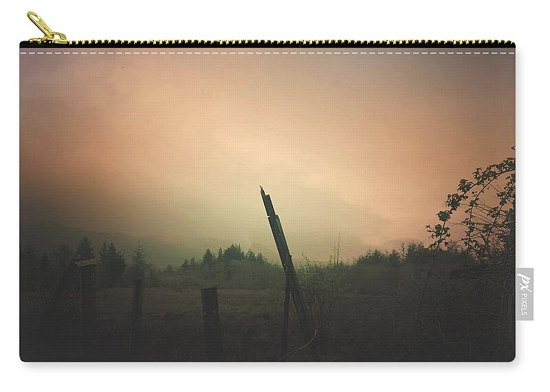 Rural Zip Pouch featuring the digital art Lonely Fence Post by Chriss Pagani