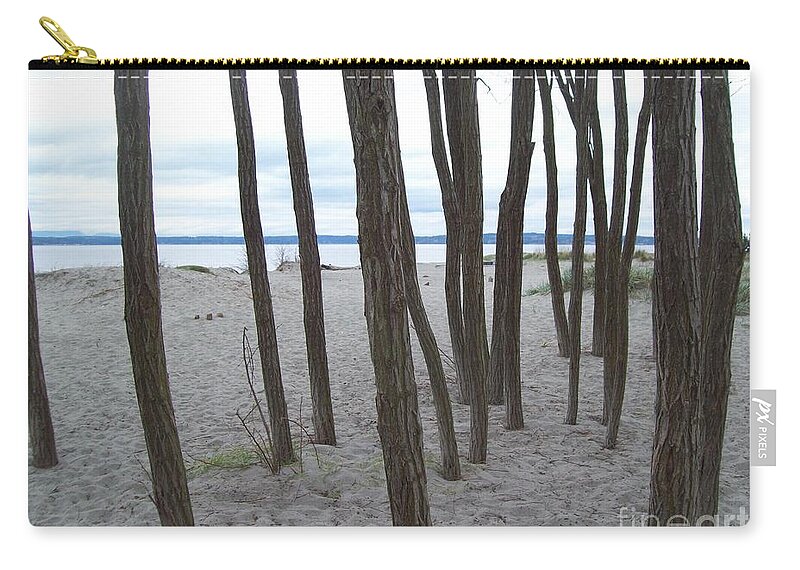 Landscape Zip Pouch featuring the photograph Lonely Trees By The Sea by Carol Riddle