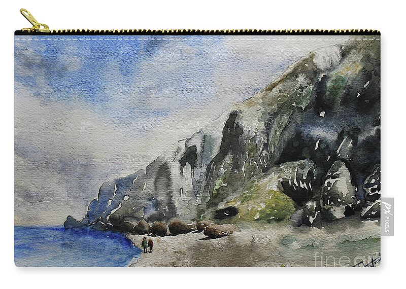  Zip Pouch featuring the painting Long Beach, Cayman Brac by Jerome Wilson