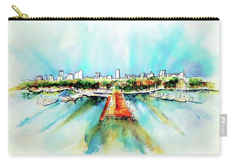 Long Beach Zip Pouch featuring the painting Long Beach Rising by Debbie Lewis