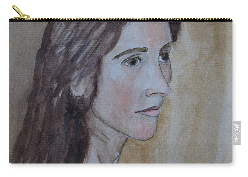  Portrait Zip Pouch featuring the painting Long Hair by Masami Iida