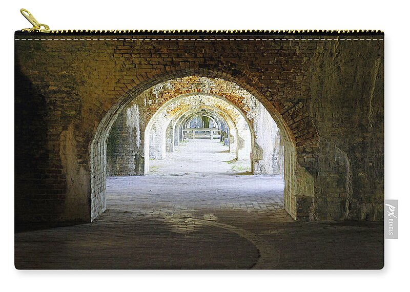 Fort Zip Pouch featuring the photograph Long Hall at Fort Pickens by Laurie Perry