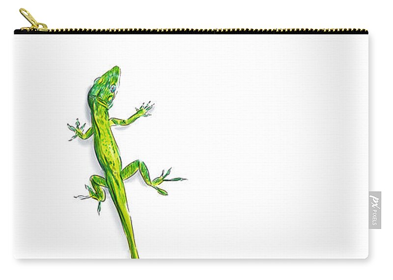 Lizard Zip Pouch featuring the digital art Long lizard by Thomas Hamm