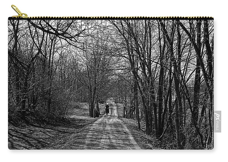 Amish Zip Pouch featuring the photograph Long Walk Home by Tom Griffithe