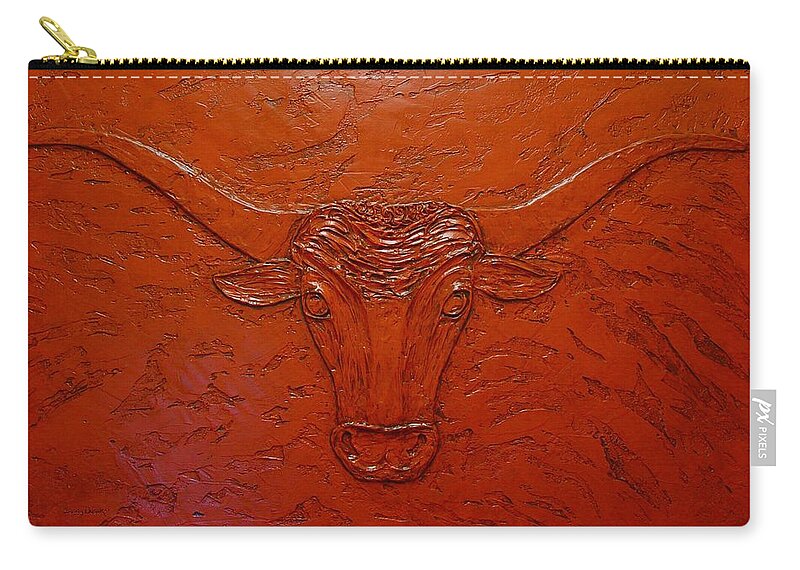 Longhorn Zip Pouch featuring the painting Longhorn by Sandy Dusek