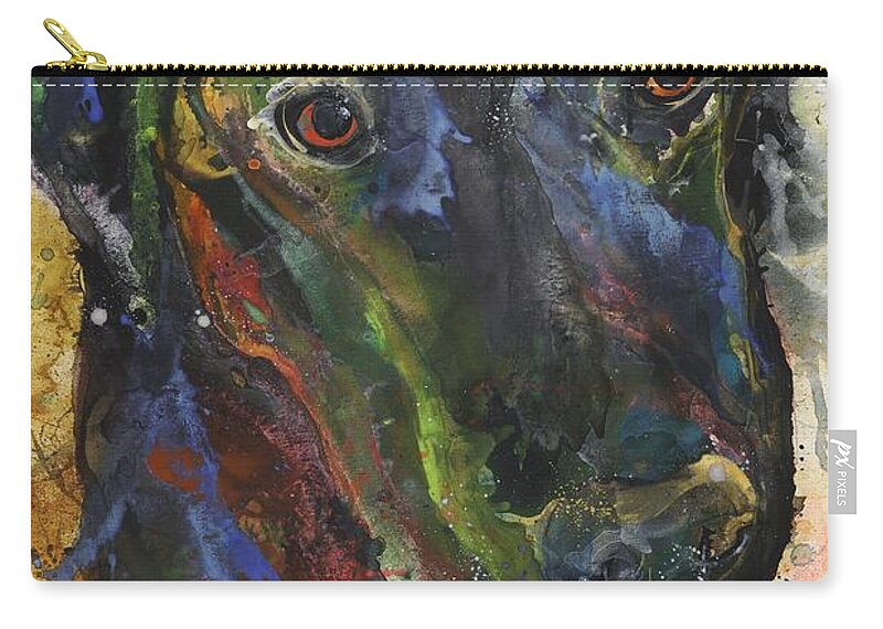 Dogs Zip Pouch featuring the painting Look Up by Kasha Ritter