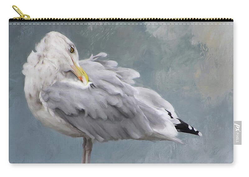 Bird Carry-all Pouch featuring the photograph Looking Back square by Karen Lynch