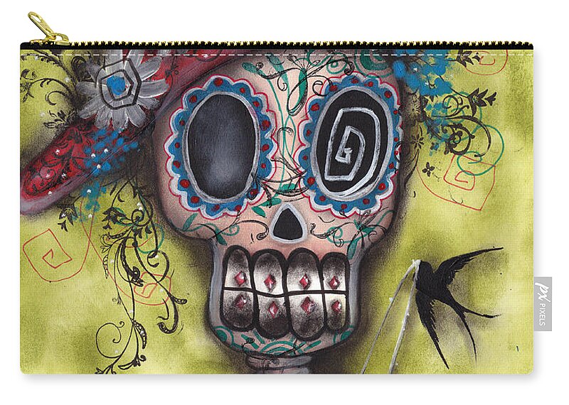 Day Of The Dead Paintings Carry-all Pouch featuring the painting Looking for Love by Abril Andrade