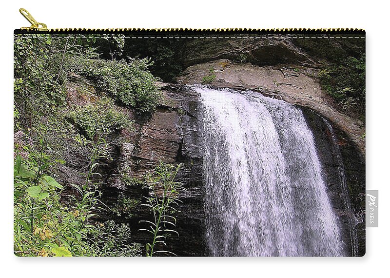 Looking Glass Falls Zip Pouch featuring the photograph Looking Glass Falls by Jeff Heimlich