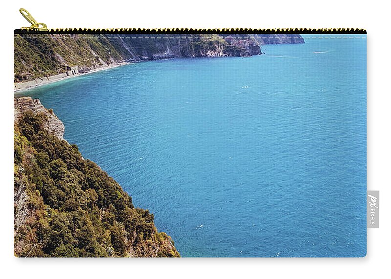 Joan Carroll Zip Pouch featuring the photograph Looking South from Corniglia Cinque Terre by Joan Carroll