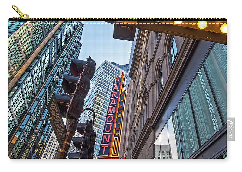 Boston Zip Pouch featuring the photograph Looking up at the Boston Paramount Boston MA by Toby McGuire