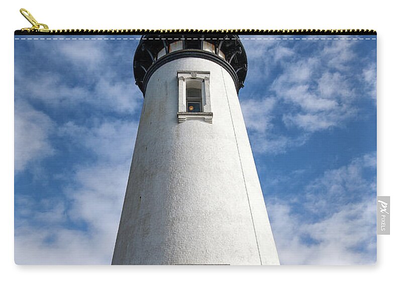 Yaquina Head Lighthouse Zip Pouch featuring the photograph Looking Up At The Lighthouse by Mary Jo Allen