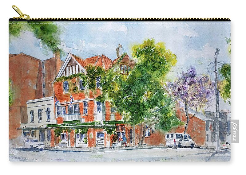 Lord Dudley Zip Pouch featuring the painting Lord Dudley Hotel by Debbie Lewis