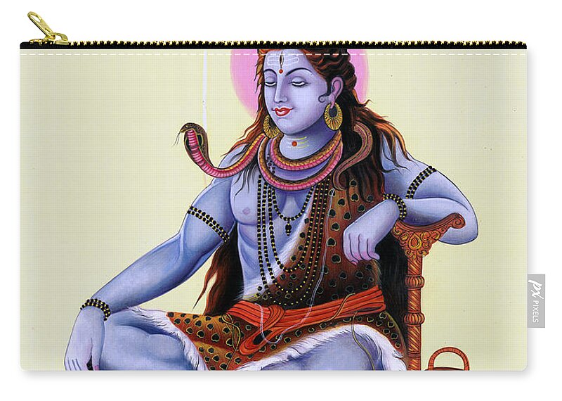Lord Shiv Shankar Painting Handmade India Hindu God Miniature Artwork  Carry-all Pouch by A K Mundra - Fine Art America