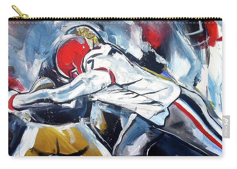 Uga Lorenzo Carter Zip Pouch featuring the painting Lorenzo by John Gholson