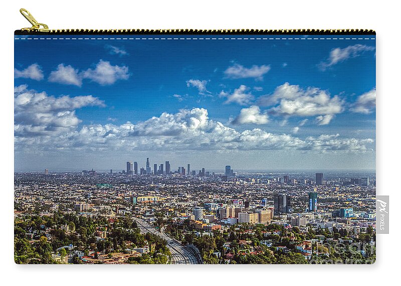 Los Angeles Zip Pouch featuring the photograph Los Angeles Hollywood Cityscape by David Zanzinger