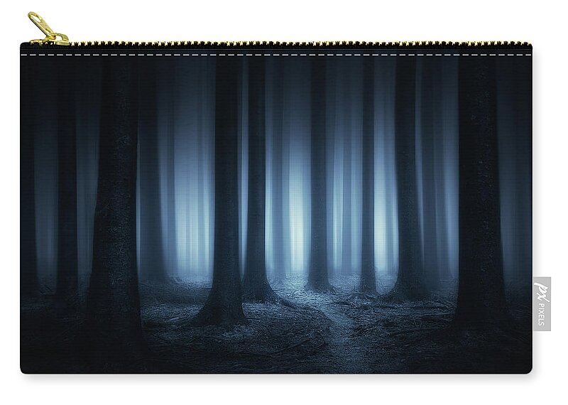 Scary Zip Pouch featuring the photograph Lost in the forest by Mikel Martinez de Osaba