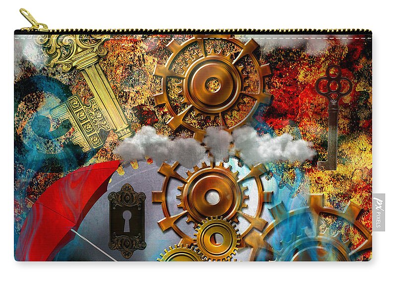 Lost Zip Pouch featuring the mixed media Lost Keys to Paradise by Ally White
