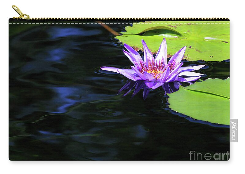 Lotus Carry-all Pouch featuring the photograph Lotus and Dark Water Refection by Paula Guttilla
