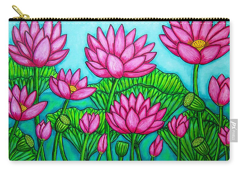 Lotus Zip Pouch featuring the painting Lotus Bliss II by Lisa Lorenz