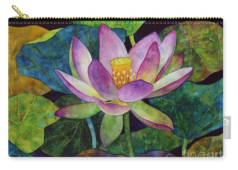 Watercolor Carry-all Pouch featuring the painting Lotus Bloom by Hailey E Herrera