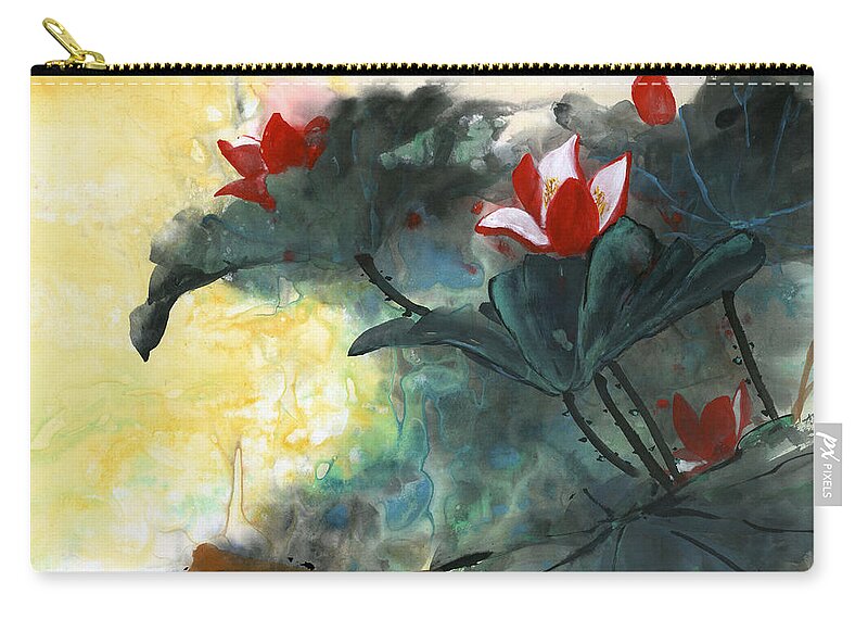 Lotus Carry-all Pouch featuring the painting Lotus Dreams by Charlene Fuhrman-Schulz