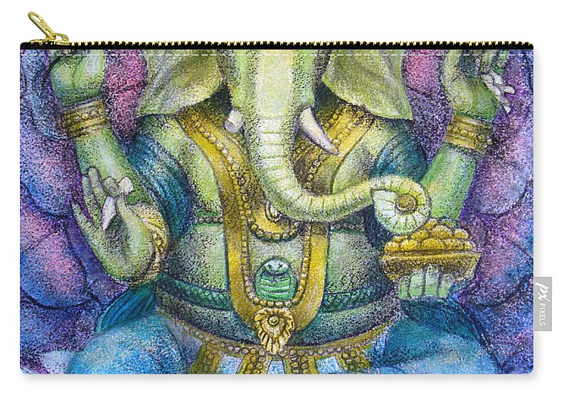Lord Ganesha Zip Pouch featuring the painting Lotus Ganesha by Sue Halstenberg