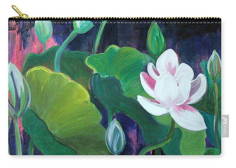 Lotus Garden Zip Pouch featuring the painting Lotus Garden 1 by Jaime Haney