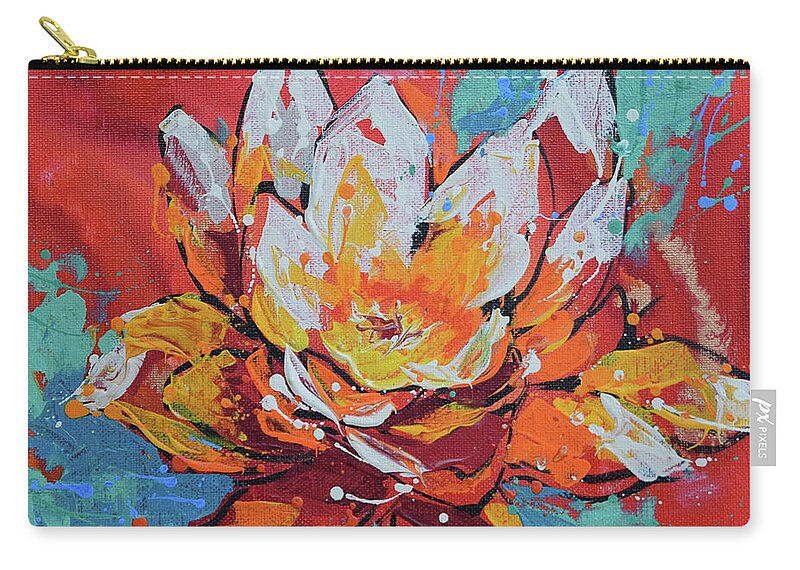  Carry-all Pouch featuring the painting Lotus by Jyotika Shroff