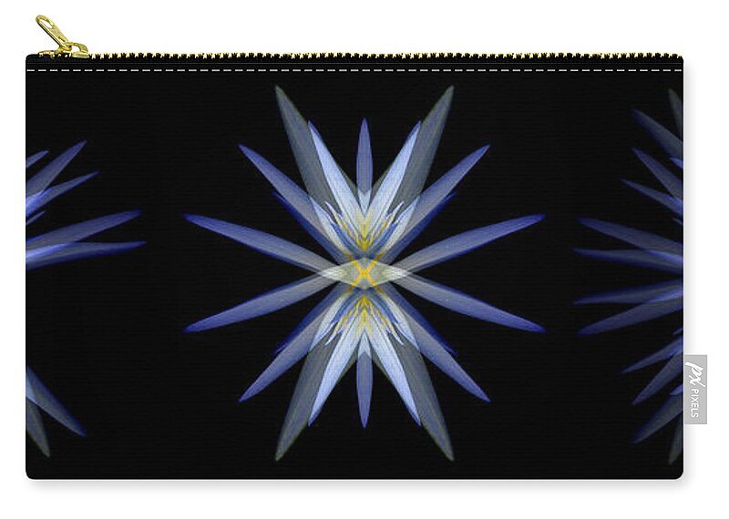 Nymphaea Caerulea Zip Pouch featuring the photograph Blue Lotus Transitions 4-5-6 by Wayne Sherriff