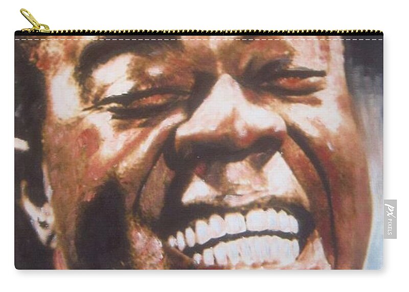 Sax Zip Pouch featuring the painting Louis Armstrong by Sam Shaker