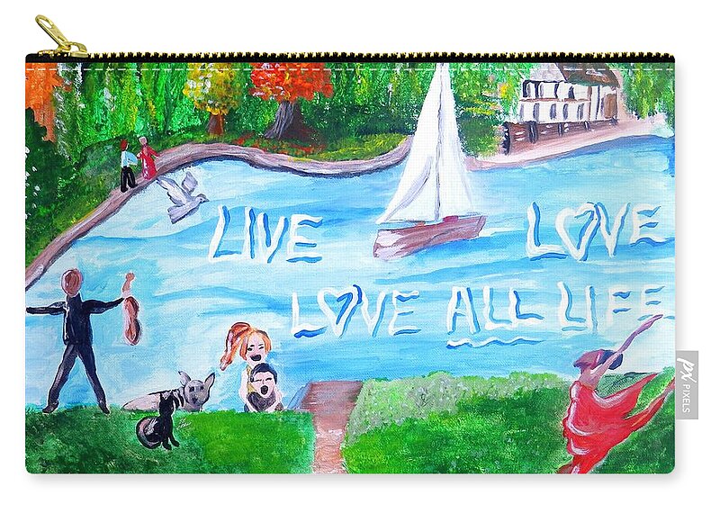 Lake Canvas Print Zip Pouch featuring the painting Love All Life by Jayne Kerr
