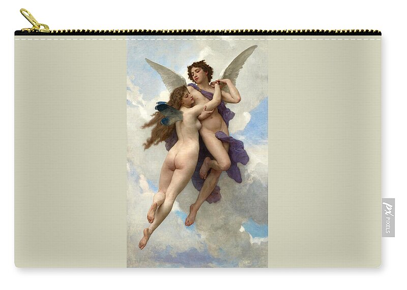 Bouguereau Zip Pouch featuring the painting Love and Psyche #1 by Pam Neilands