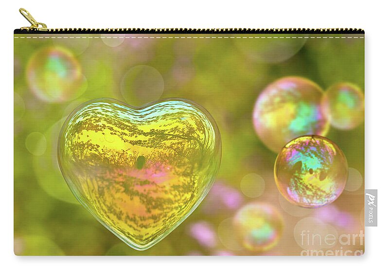 Heart Zip Pouch featuring the photograph Love and Valentine bubble by Delphimages Photo Creations