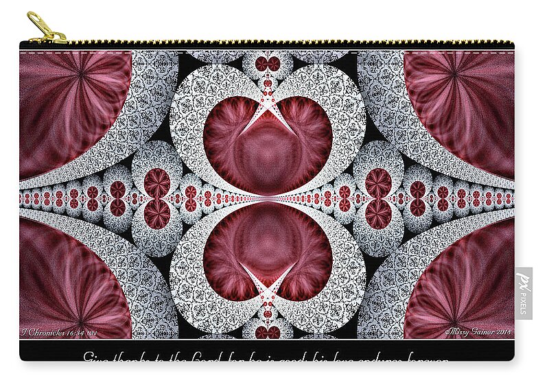 Fractals Zip Pouch featuring the digital art Love Endures Forever by Missy Gainer