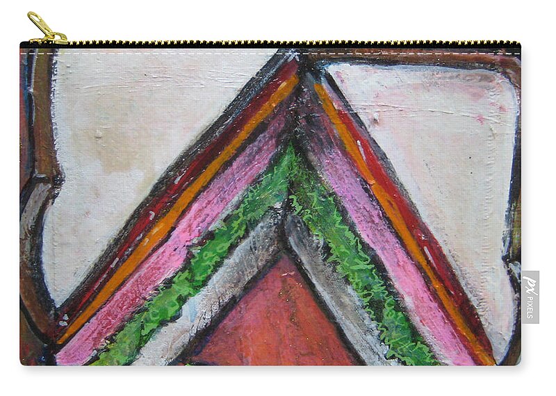Pop Surrealism Zip Pouch featuring the painting Love for Ham Sandwich by Laurie Maves ART