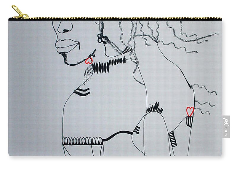 Jesus Zip Pouch featuring the drawing Love is a Heartt by Gloria Ssali