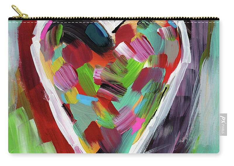 Heart Zip Pouch featuring the mixed media Love Is Colorful 3- Art by Linda Woods by Linda Woods