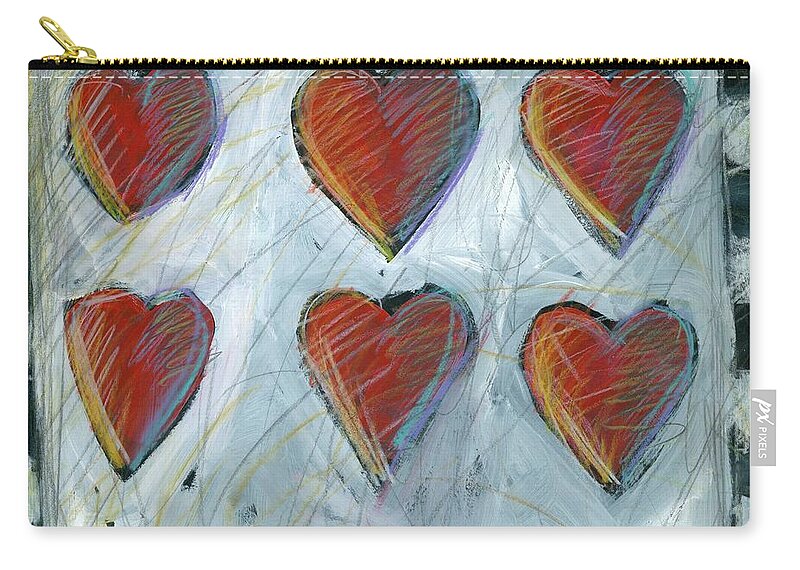 Red Hearts Zip Pouch featuring the painting Love is the Answer by Gerry High