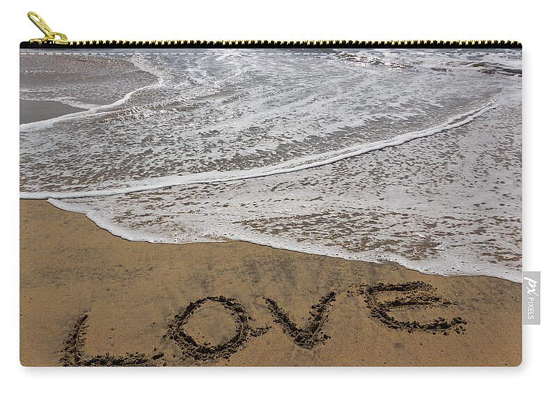Abstract Zip Pouch featuring the photograph Love On The Beach by Heidi Smith