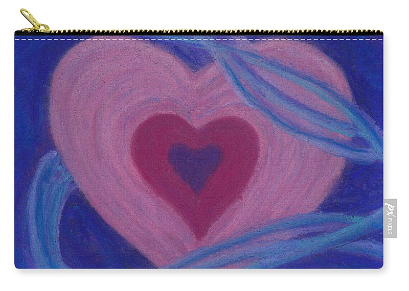 Heart Zip Pouch featuring the pastel Love Ribbons by Anne Katzeff