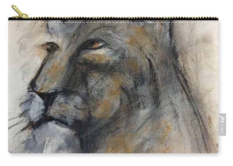 Lioness Zip Pouch featuring the mixed media Lovely lioness by Suzy Norris