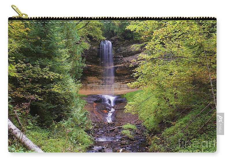 Lovely Munising Falls Zip Pouch featuring the photograph Lovely Munising Falls 2 by Rachel Cohen