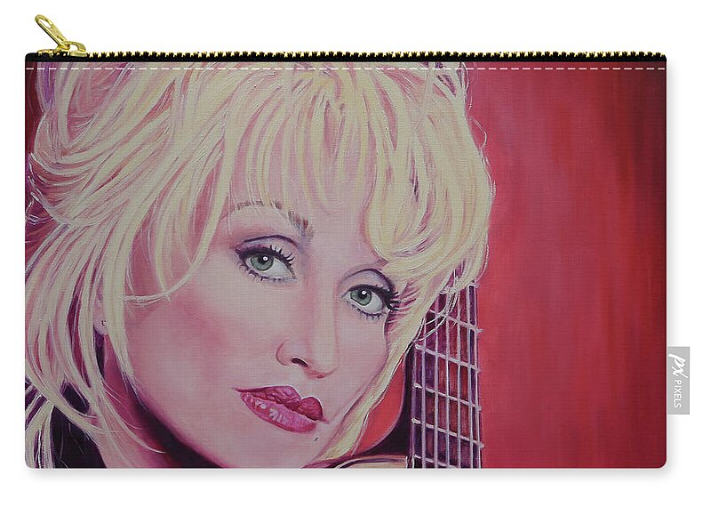 Dolly Parton Zip Pouch featuring the painting It's All Wrong, But It's All Right - Dolly Parton by Maria Modopoulos