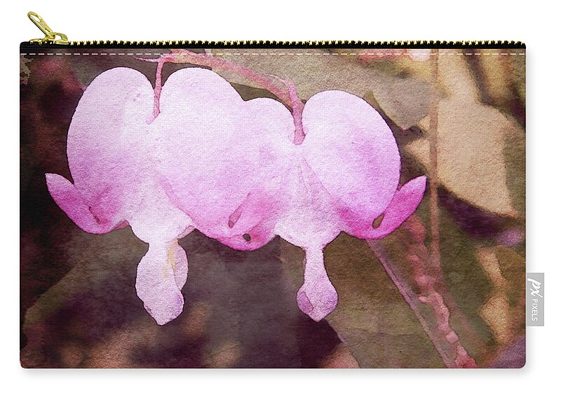 Spring Flower Zip Pouch featuring the mixed media Lovers in the Garden by Susan Maxwell Schmidt