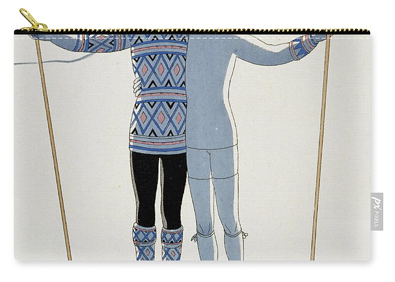 #faatoppicks Zip Pouch featuring the painting Lovers in the Snow by Georges Barbier