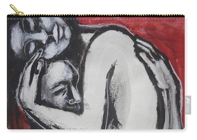 Carmen Tyrrell Zip Pouch featuring the painting Lovers - Wrapped In Your Arms 2 by Carmen Tyrrell